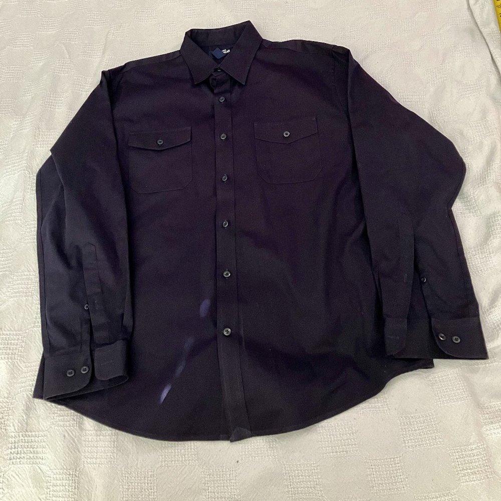 Lands' End WORKWEAR Men's Black Polyester/Cotton Long Sleeve Shirt Size XL